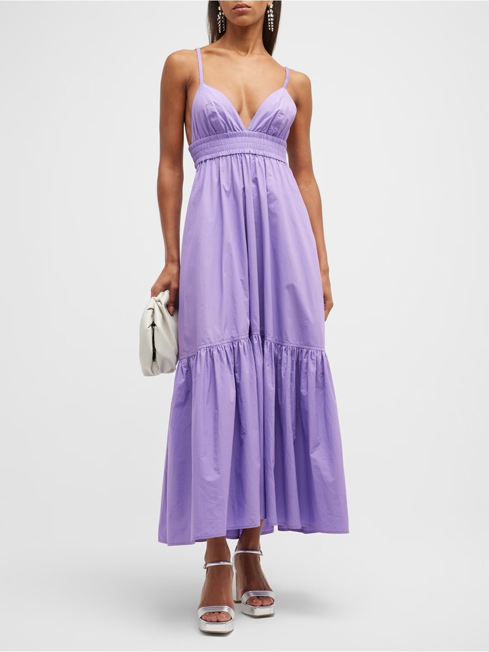 A.L.C. Rhodes Open Back V-Neck Empire Midi Dress Purple Size 0